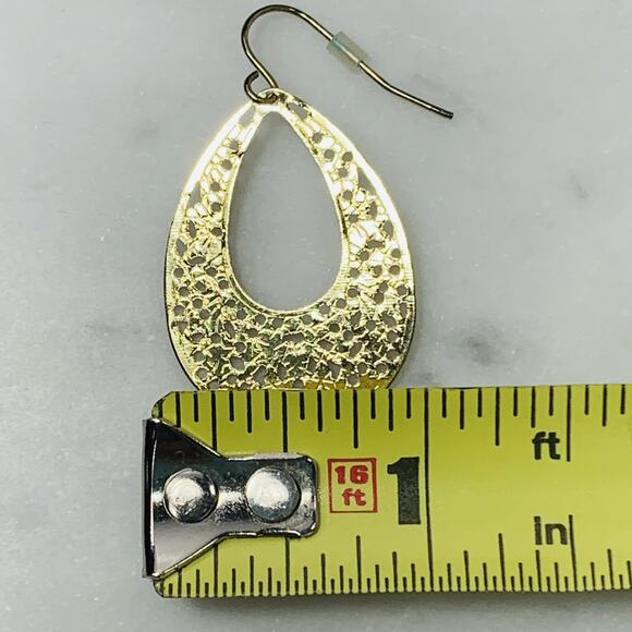 Lot of 4 Dangle Earrings in Gold Hoop Teardrop Clover Filigree Moroccan EUC - Picture 16 of 16